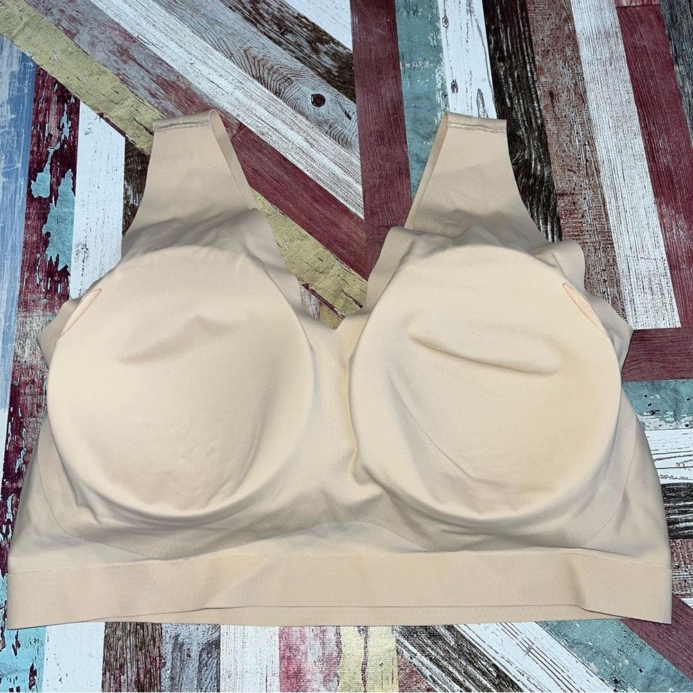 Truekind Everyday Comfort V-Neck Bralette EUC Chai Seamless Removable Cups Large - Picture 4 of 6